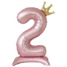 OEM Ballon Szám 2, 81 cm, Alumínium fólia, Lányok, Rózsaszín party kellék