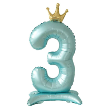 OEM Ballon száma 3, 81 cm, Alufólia, Fiúk, Kék party kellék