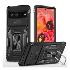 OEM Defender szilikon telefonvédő (ütésállóság. tartógyűrű. kameravédő) FEKETE tok és táska