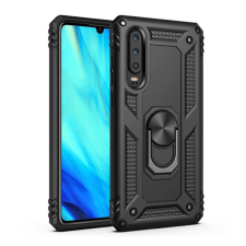 OEM Defender szilikon telefonvédő (ütésállóság. tartógyűrű. mágneses) FEKETE tok és táska