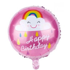 OEM Fólia lufi – szivárvány mintás – "Happy Birthday" felirattal – 45cm party kellék