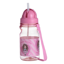 OEM Gyerek kulacs, műanyag, szívószállal és fedéllel, 350 ml, rózsaszín kulacs, kulacstartó