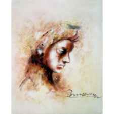 OEM Homokvihar női portré nagy grafika, keretezett kép