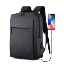 OEM Intelligens hátizsák USB porttal, szürke, 42x30x15cm, vízálló iskolatáska