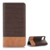 OEM iPhone 11 Pro Max GIGAPACK tok álló, bőr hatású FLIP, textil hatás, SÖTÉTBARNA