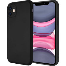 OEM iPhone 11 szilikon tok, hátlaptok, telefon tok, velúr belsővel, matt, fekete, Silicon tok és táska