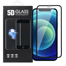 OEM iPhone 12 Mini üvegfólia, tempered glass, előlapi, 5D, edzett, hajlított, fekete kerettel mobiltelefon kellék