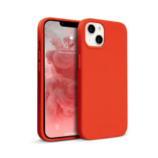 OEM iPhone 13 szilikon tok, hátlaptok, telefon tok, velúr belsővel, matt, piros, Silicon tok és táska