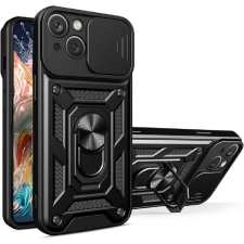 OEM iPhone 15 hátlap tok, telefon tok, kitámasztható, mágneses, ütésálló, fekete, Defender Slide tok és táska