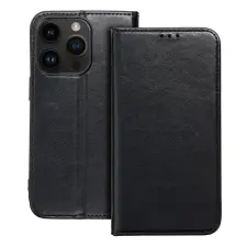 OEM iPhone 16 Pro könyvtok, fliptok, telefon tok, bankkártyatartós, mágneszáras, fekete, Smart Magnetic tok és táska
