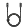 OEM kabel Flow Type-C / Type-C szövet gyorstöltő- és adatkábel digitális kijelzővel 1.5m 240W 5A fekete