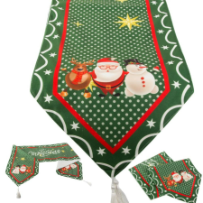 OEM Karácsonyi asztali futó, zöld, szenteste, 205x35cm party kellék