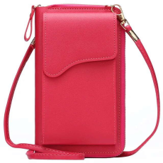 OEM Női válltáska, crossbody, mobiltelefon táska, pénztárca funkció, ökológiai bőr, piros