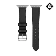 OEM Pótszíj (univerzális. 22mm. valódi bőr. levarrt szél) FEKETE okosóra kellék