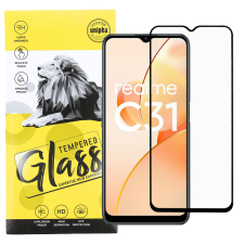 OEM Realme C31 üvegfólia, tempered glass, előlapi, 9D, edzett, hajlított, fekete kerettel mobiltelefon kellék