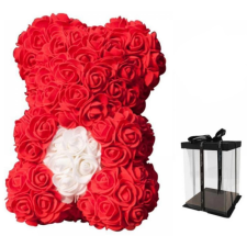 OEM Rózsa maci - piros fehér szívvel 25 cm party kellék