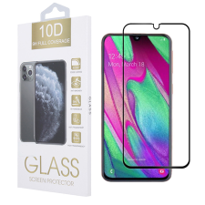 OEM Samsung Galaxy A40 / A01 üvegfólia, tempered glass, előlapi, 10D, edzett, hajlított, fekete kerettel mobiltelefon kellék