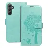 OEM Samsung Galaxy A54 5G telefon tok, könyvtok, oldalra nyíló tok, mágnesesen záródó, zöld, fa mintás, Forcell Mezzo