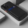 OEM Samsung Galaxy S21 kameravédős szilikon tok kártyatartóval fekete