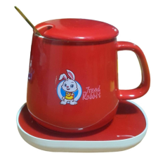 OEM Set kerámia bögre fűtéssel, Fashion Rabbit, 350 ml, piros bögrék, csészék