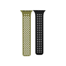 OEM Spike Apple Watch szilikon szíj 49/45/44/42mm zöld/fekete okosóra kellék