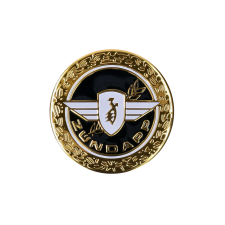 OEM Standard Zündapp alumínium matrica embléma, 64 mm átmérőjű, kerek, fényes arany egyéb motorkerékpár alkatrész