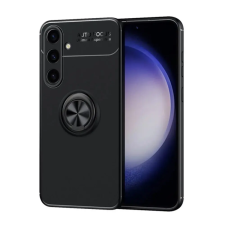 OEM Szilikon telefonvédő (asztali tartó. tartógyűrű. 360°. mágneses) FEKETE tok és táska