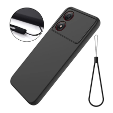 OEM Szilikon telefonvédő (matt. mikrofiber plüss karcolásmentesítő belső. prémium + kézpánt) FEKETE tok és táska