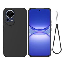 OEM Szilikon telefonvédő (matt. mikrofiber plüss karcolásmentesítő belső. prémium + kézpánt) FEKETE tok és táska