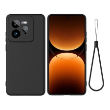 OEM Szilikon telefonvédő (matt. mikrofiber plüss karcolásmentesítő belső. prémium + kézpánt) FEKETE tok és táska