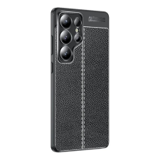 OEM Szilikon telefonvédő (ütésállóság. bőr hatású. varrás minta) FEKETE tok és táska