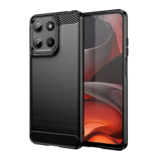 OEM Szilikon telefonvédő (ütésállóság. légpárnás sarok. szálcsiszolt. karbon minta) FEKETE tok és táska