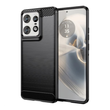 OEM Szilikon telefonvédő (ütésállóság. légpárnás sarok. szálcsiszolt. karbon minta) FEKETE tok és táska