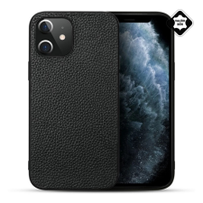 OEM Szilikon telefonvédő (valódi bőr bevonat) FEKETE 101219 tok és táska