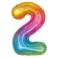 OEM Szivárvány '2' Fólia Lufi - 80 cm, Héliummal és Levegővel Tölthető party kellék