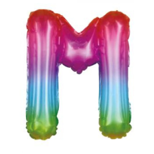 OEM Szivárvány 'M' Fólia Lufi - 40 cm, Héliummal és Levegővel Tölthető party kellék