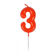 OEM Szülinapi '3' piros gyertya / 11 cm party kellék