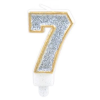 OEM Szülinapi '7' ezüst glitter gyertya / 7 cm