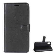 OEM Tok álló. bőr hatású (FLIP. oldalra nyíló. asztali tartó. prémium) FEKETE tok és táska