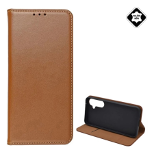 OEM Tok álló. valódi bőr (FLIP. oldalra nyíló. asztali tartó) BARNA tok és táska