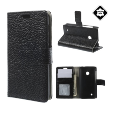 OEM Tok álló. valódi bőr (FLIP. oldalra nyíló. asztali tartó) FEKETE tok és táska