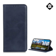 OEM Tok álló. valódi bőr (FLIP. oldalra nyíló. asztali tartó. prémium) SÖTÉTKÉK tok és táska