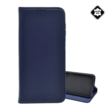 OEM Tok álló. valódi bőr (FLIP. oldalra nyíló. asztali tartó) SÖTÉTKÉK tok és táska