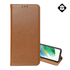 OEM Tok álló. valódi bőr (FLIP. oldalra nyíló. asztali tartó) VILÁGOSBARNA tok és táska