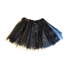OEM Tüll szoknya Tütü fekete, színes glitterrel ~30 cm jelmez
