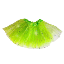 OEM Tüll szoknya Tütü neon zöld, színes glitterrel ~30 cm gyerek szoknya