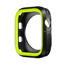 OEM Twin Apple Watch szilikon tok 45mm fekete/zöld okosóra kellék