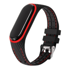 OEM Xiaomi Mi Band 7 okoskarkötő / okosóra szilikon szíj, fekete-piros okosóra kellék