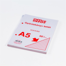 OFFICE DEPOT  A5 50 lapos kockás gyűrűskönyv betét (2515-52) gyűrűskönyv