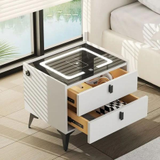 Okos éjjeliszekrény vezeték nélküli töltéssel — fehér  2 fiók GD320076-fh2 bútor